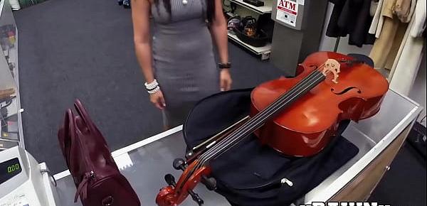  Good looking vixen sells cello and fucks for extra cash